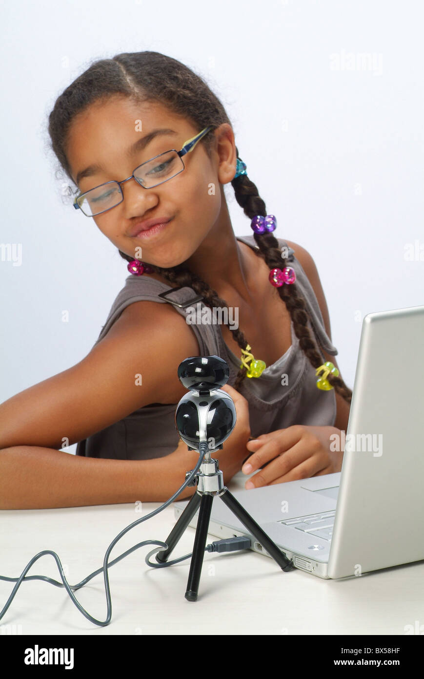 Portrait of a girl with a laptop Stock Photo - Alamy
