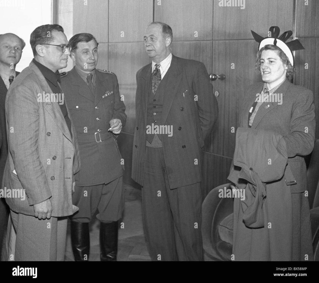 Czechoslovakia - Prague 1949.  French Communist Party Deputy Chairman AndreÂ´Marty (in uniform) visits Prague. CTK Vintage Stock Photo