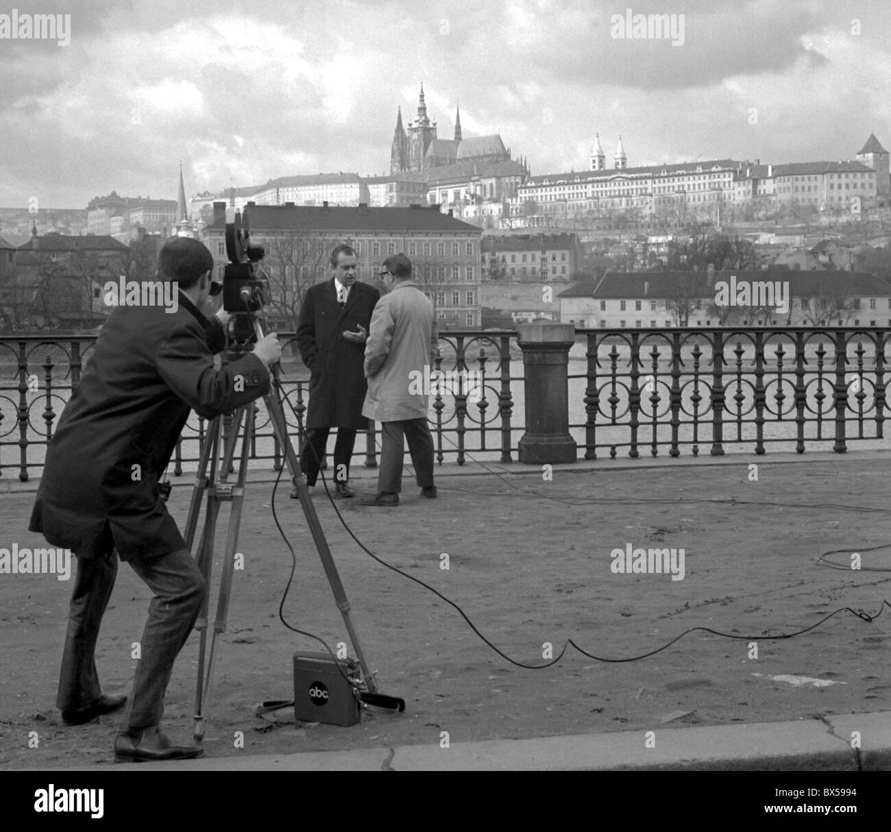 Richard Nixon, TV, ABC, Prague Castle Stock Photo