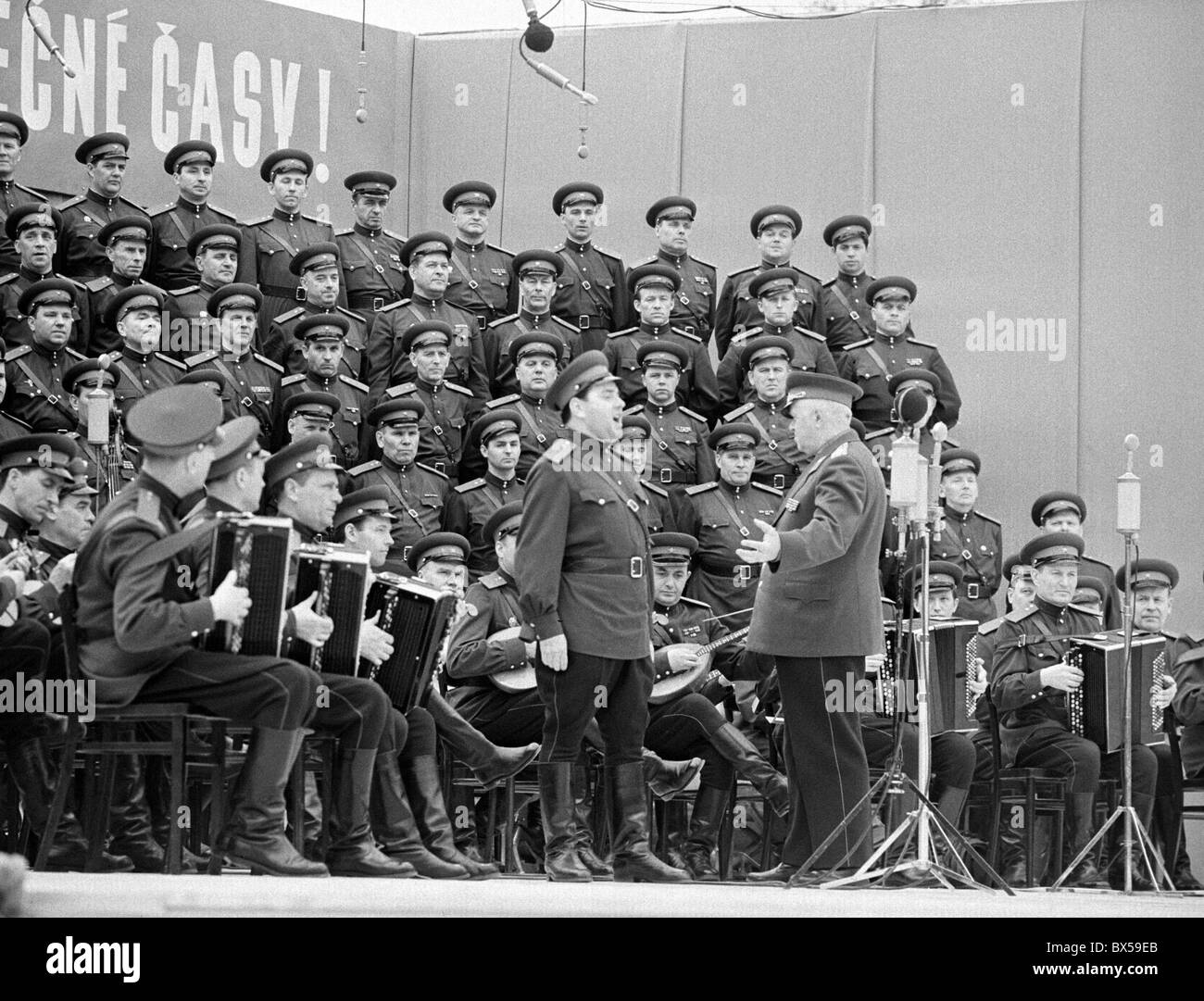 Popular Soviet army band known as 'Alexandrovci' perform in Prague, Czechoslovakia, 1960. (CTK Photo / Jiri Finda) Stock Photo