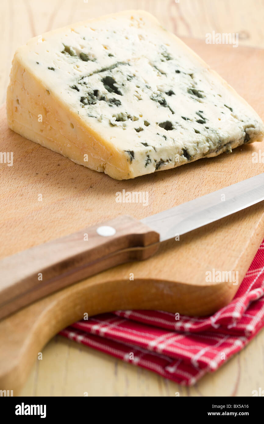the blue cheese on kitchen table Stock Photo