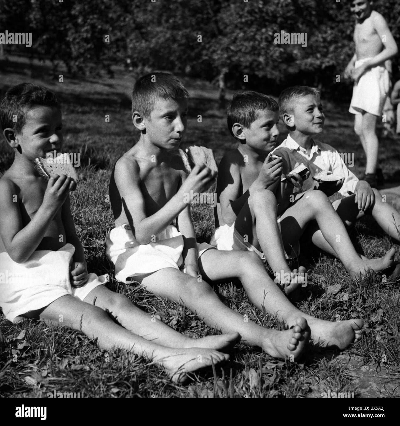 Czechoslovakia - Sumperk area 1949. Thousands of Greek children were brought here by many transports. Accompanied only by Stock Photo