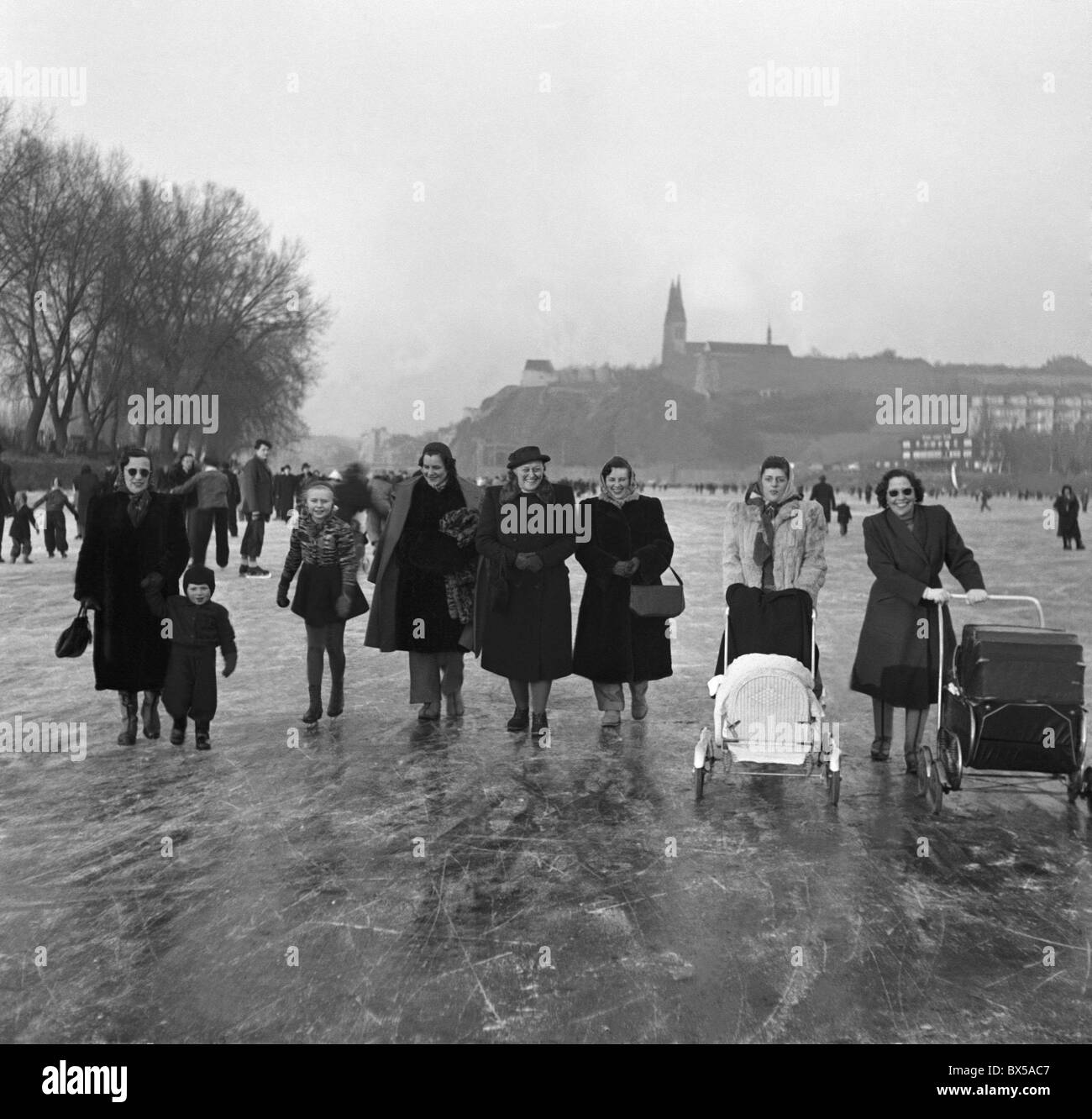 stroling on ice Stock Photo