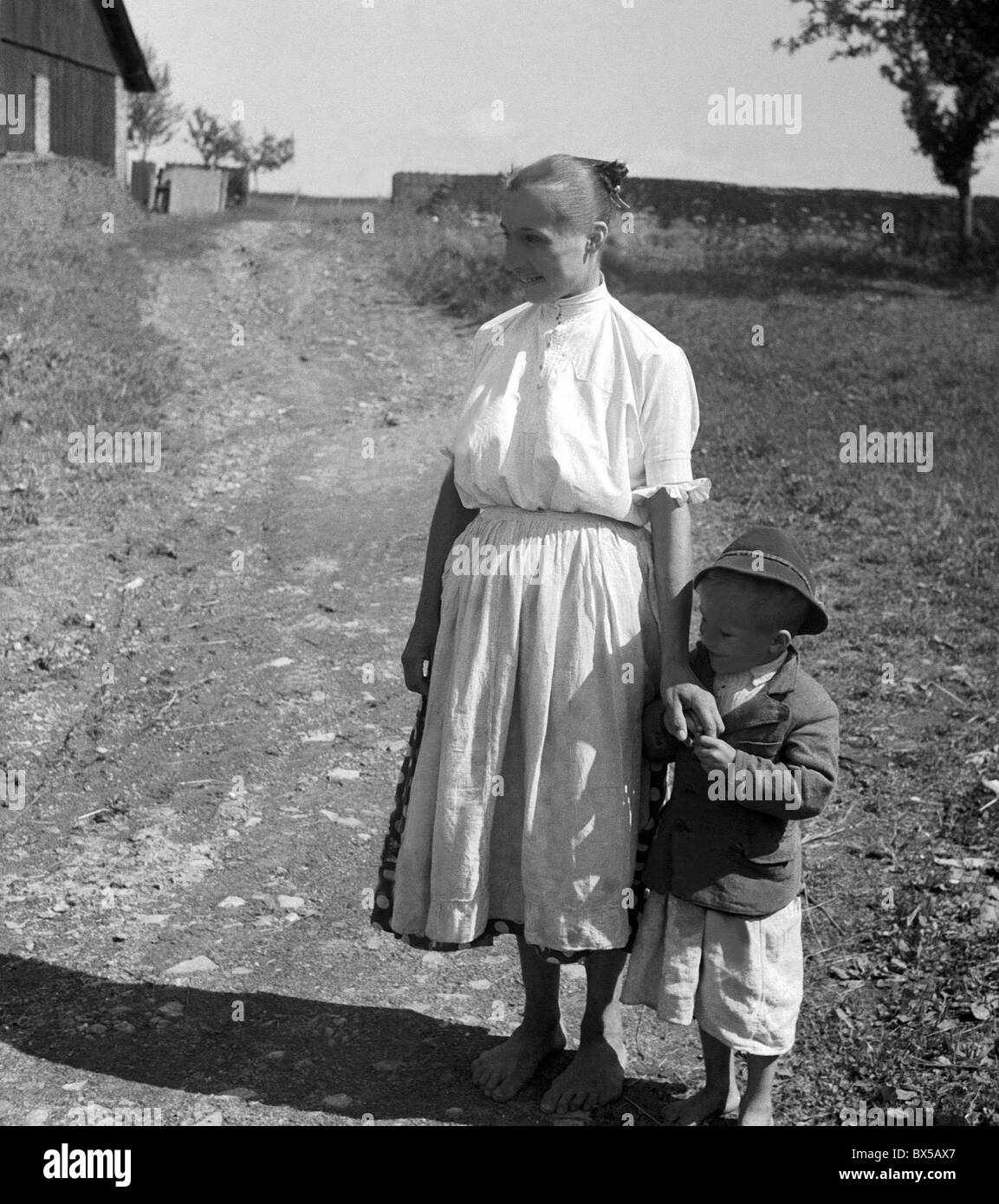Czechoslovakia Silesia 1947. Slovak citizens previously residing in Romania returned back to their homeland and were placed on Stock Photo