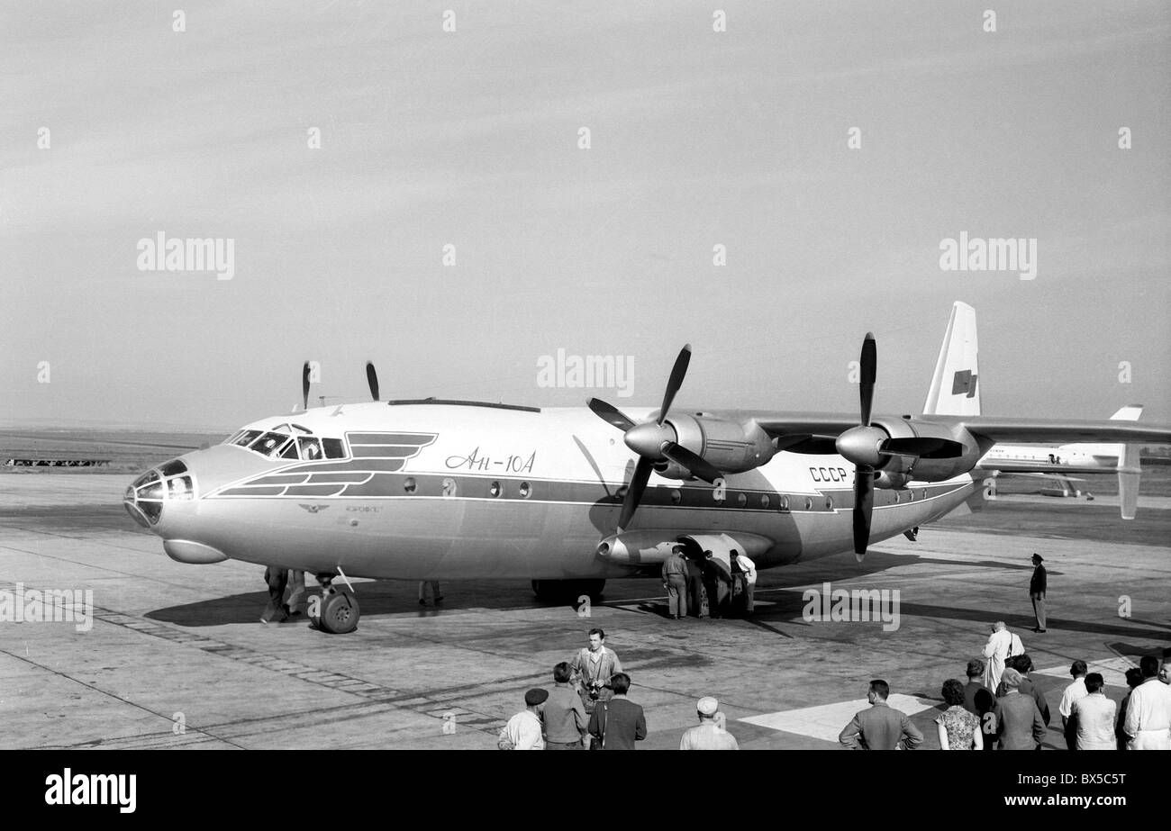 Soviet aircraft AN-10A, Ruzyne Airport Stock Photo