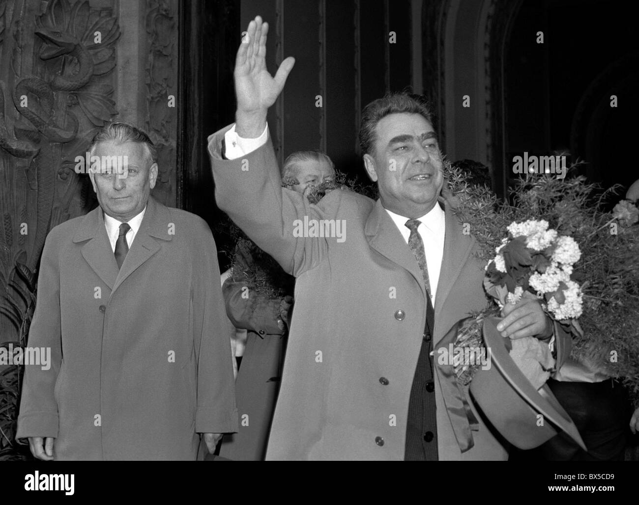 Leonid Brezhnev, Antonin Novotny, Stock Photo