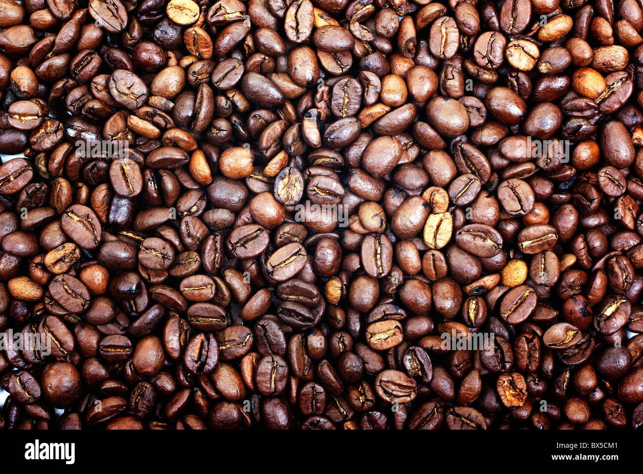 Heap of brown roasted coffee beans as background or backdrop Stock ...