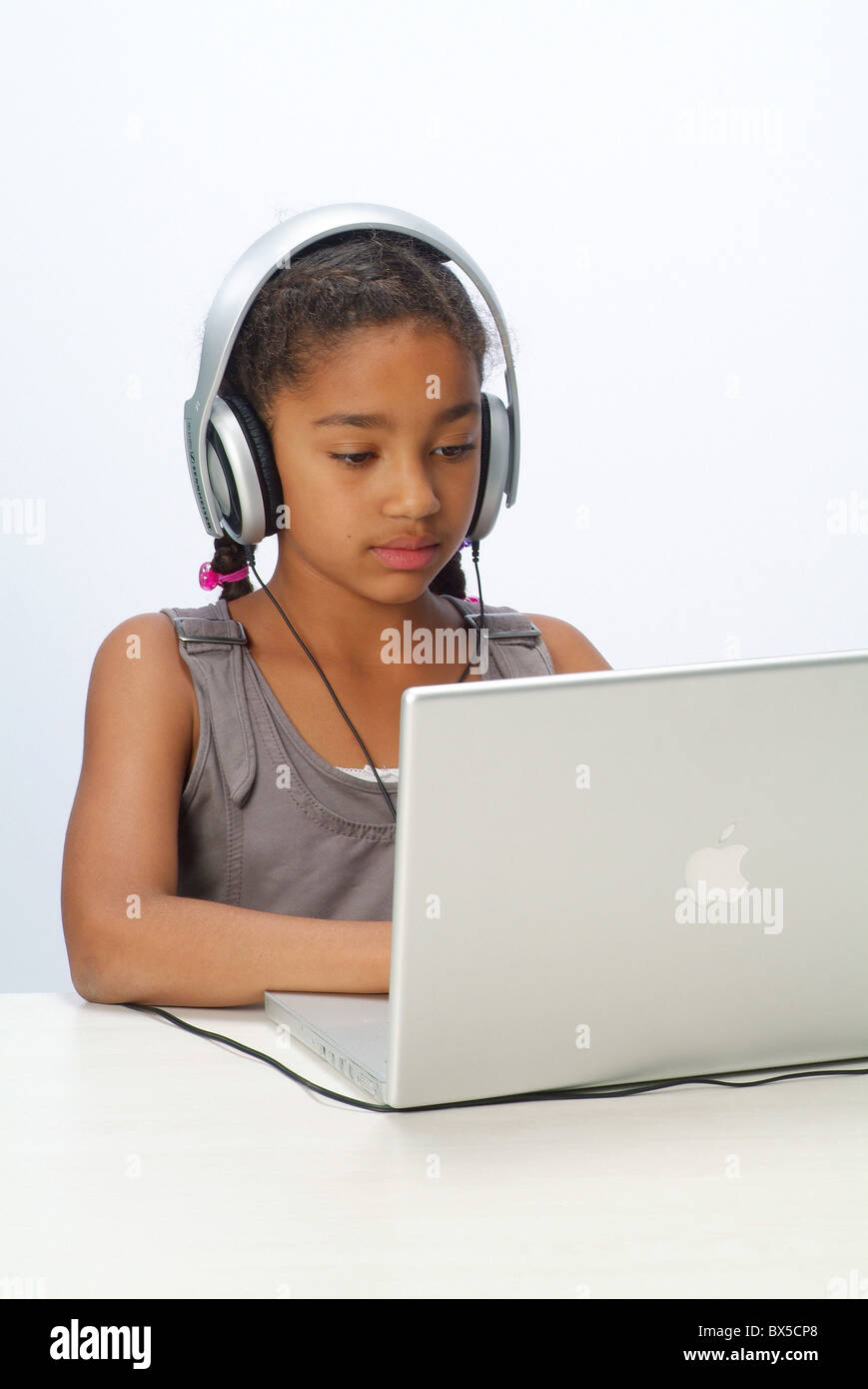 Portrait of a girl with a laptop Stock Photo - Alamy