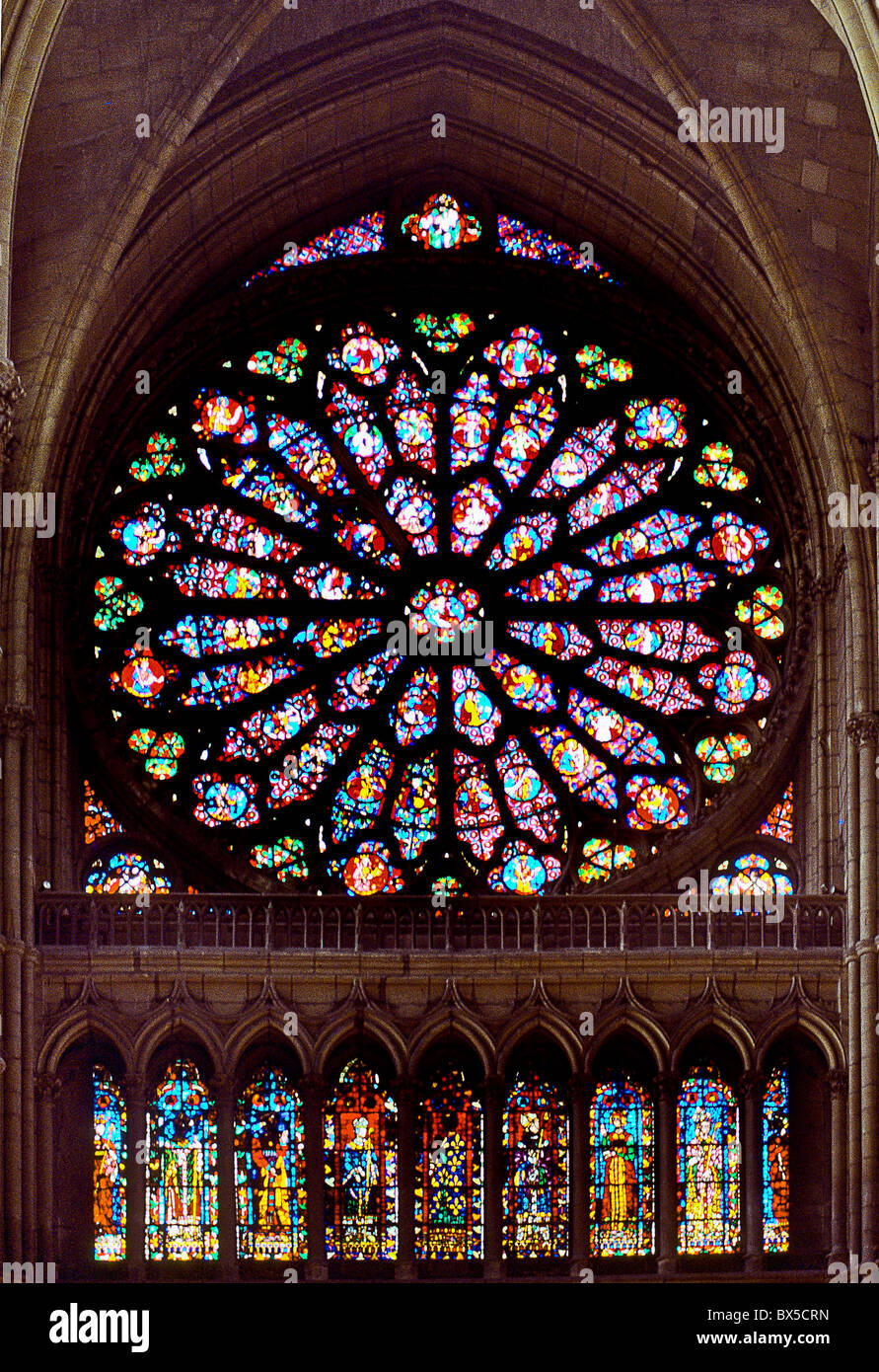 The South Rose stained glass window of the cathedral of Notre Dame de Paris  was a gift from the king Saint Louis Stock Photo - Alamy