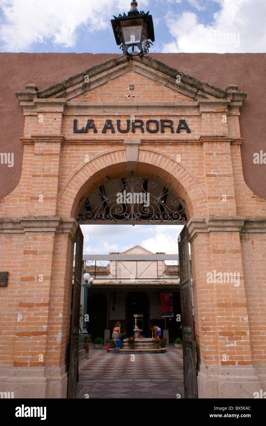 Entrance to Fabrica La Aurora Art and Design Center, San Miguel de Allende, Mexico. Stock Photo