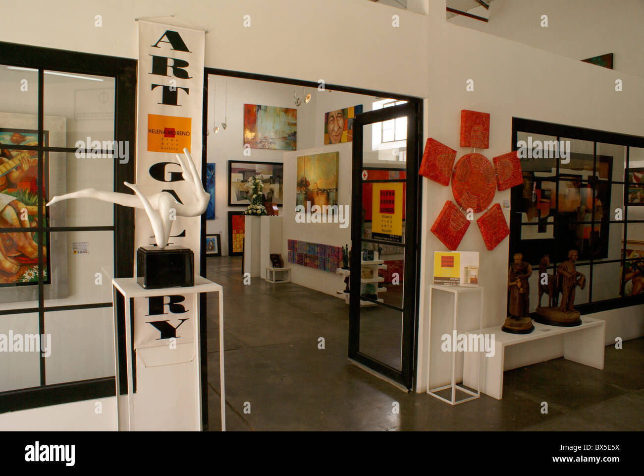 Art gallery in Fabrica La Aurora Art and Design Center, San Miguel de Allende, Mexico. Stock Photo