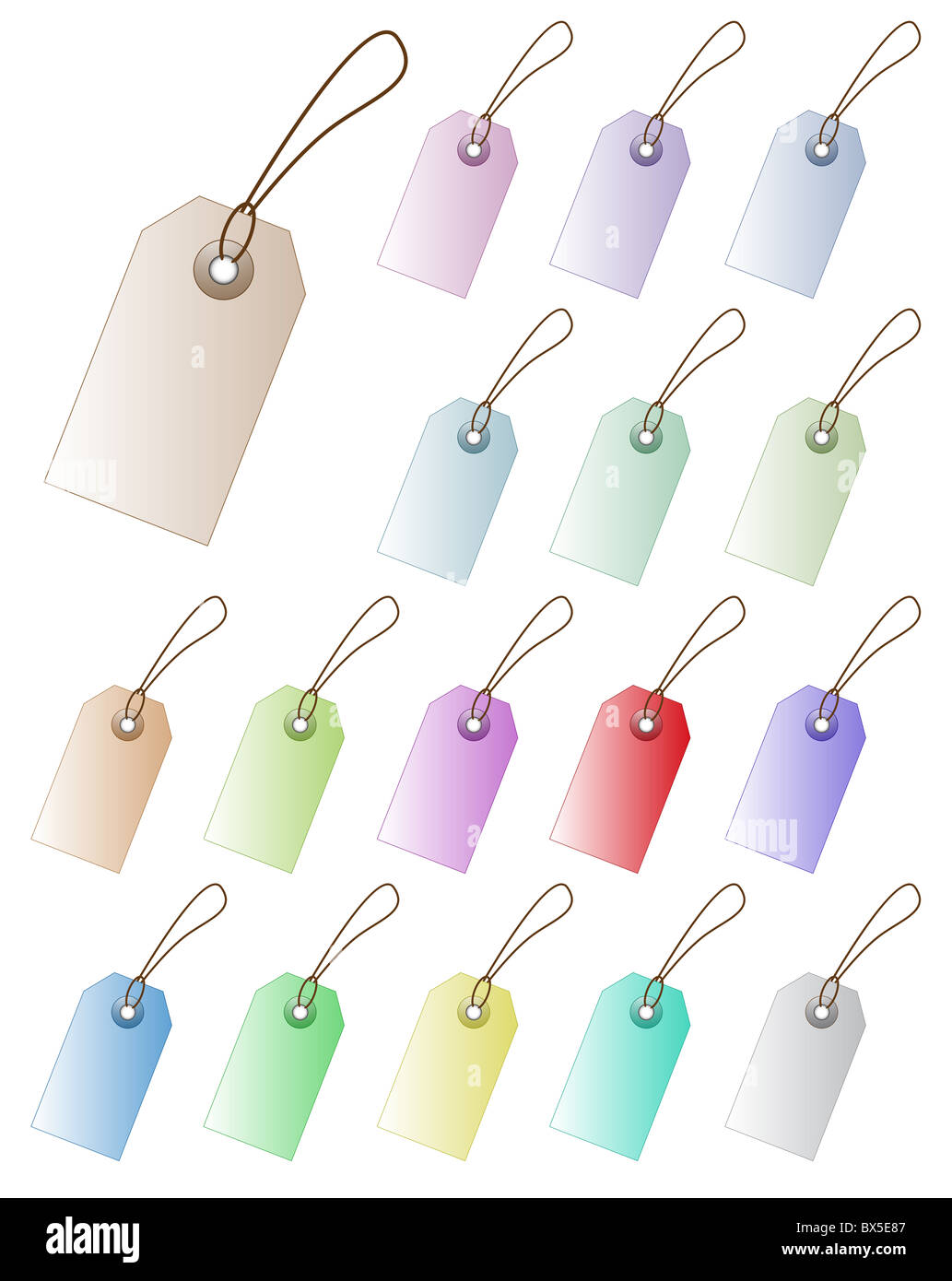 Set of pastel colored vector price tag with empty space. Perfect for adding text, numbers, marketing design. Stock Photo