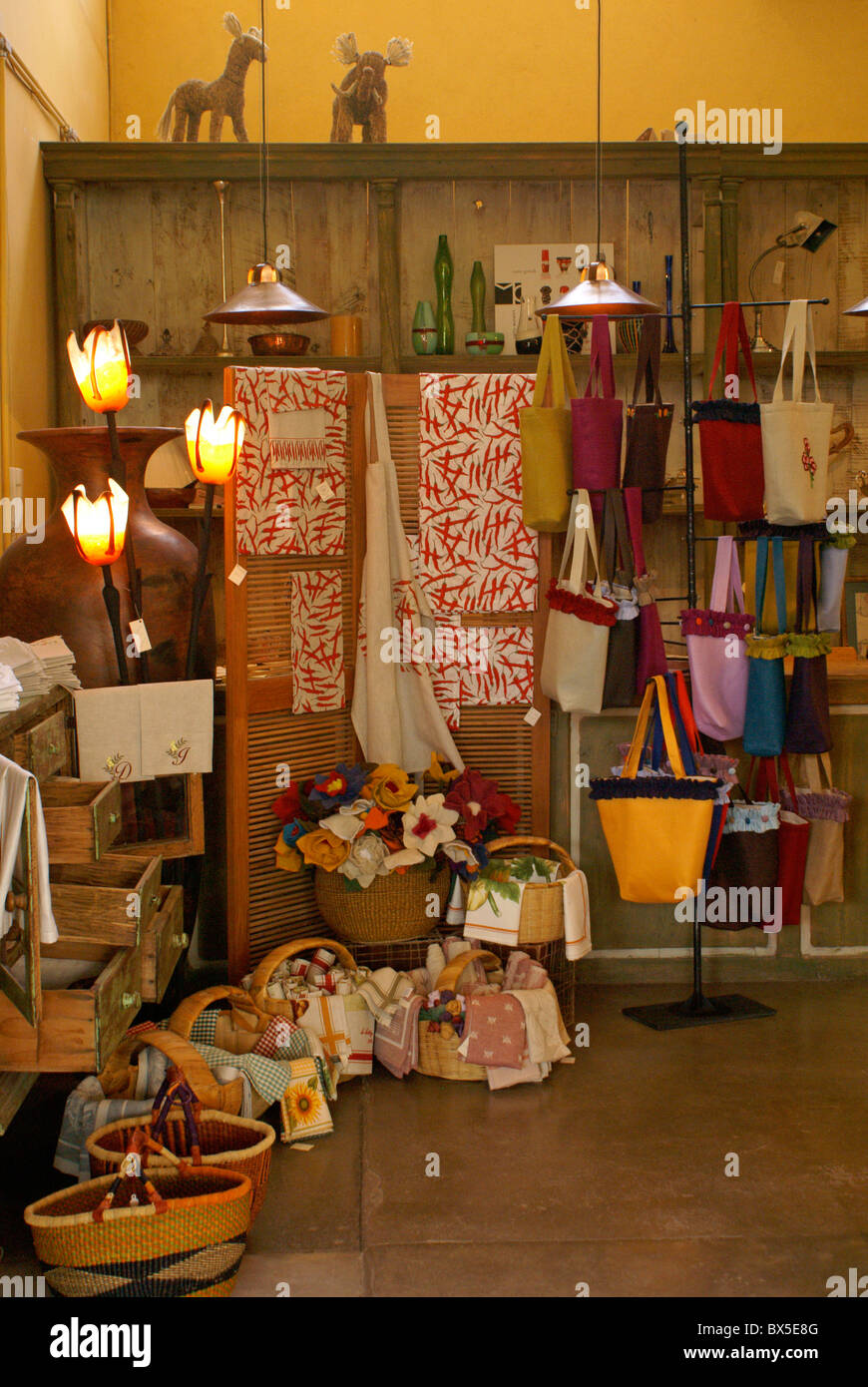 Mexican handicrafts store in Fabrica La Aurora Art and Design Center, San Miguel de Allende, Mexico. Stock Photo