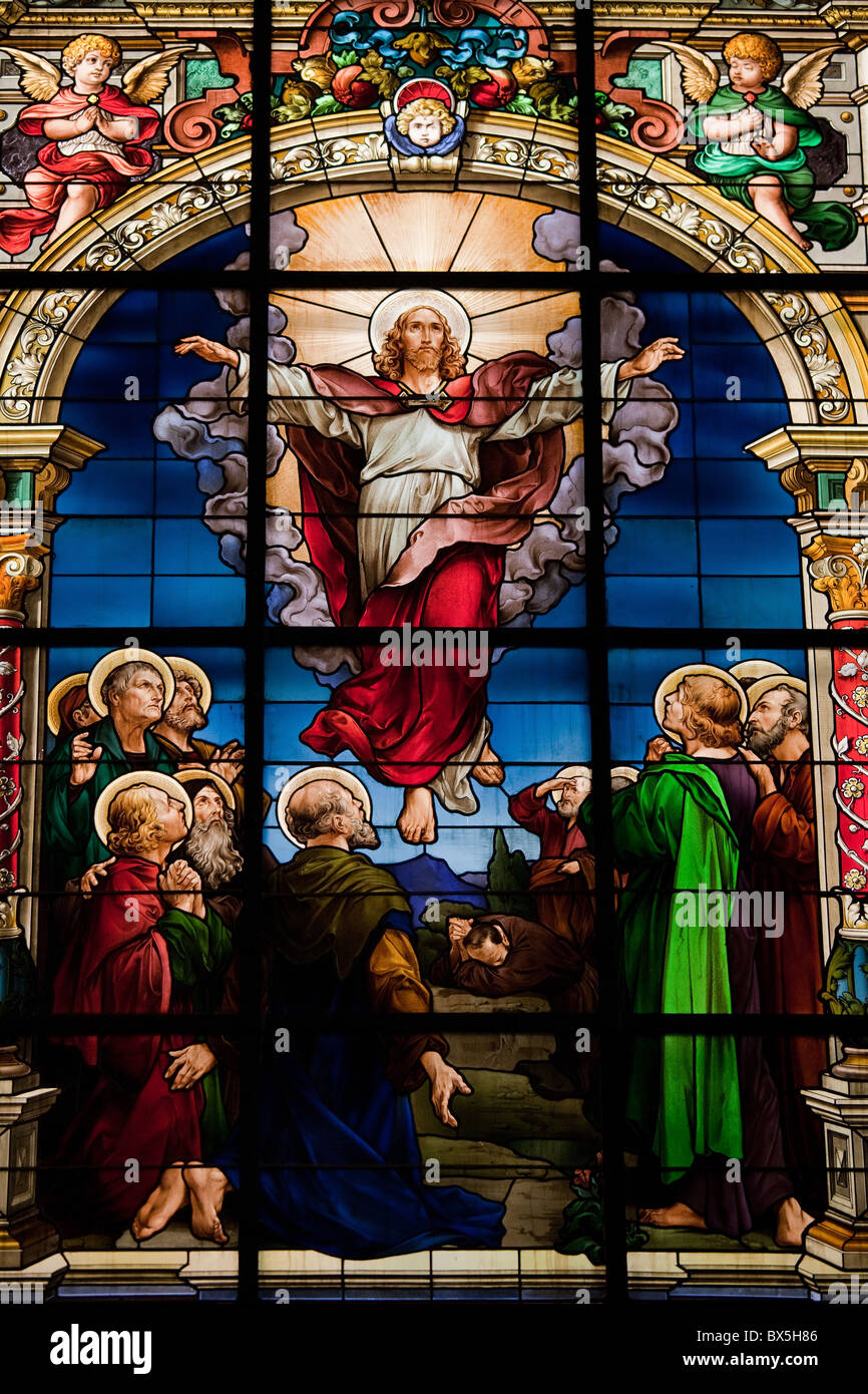 Beautiful stained glass window created by F. Zettler at the German Church in Gamla Stan in