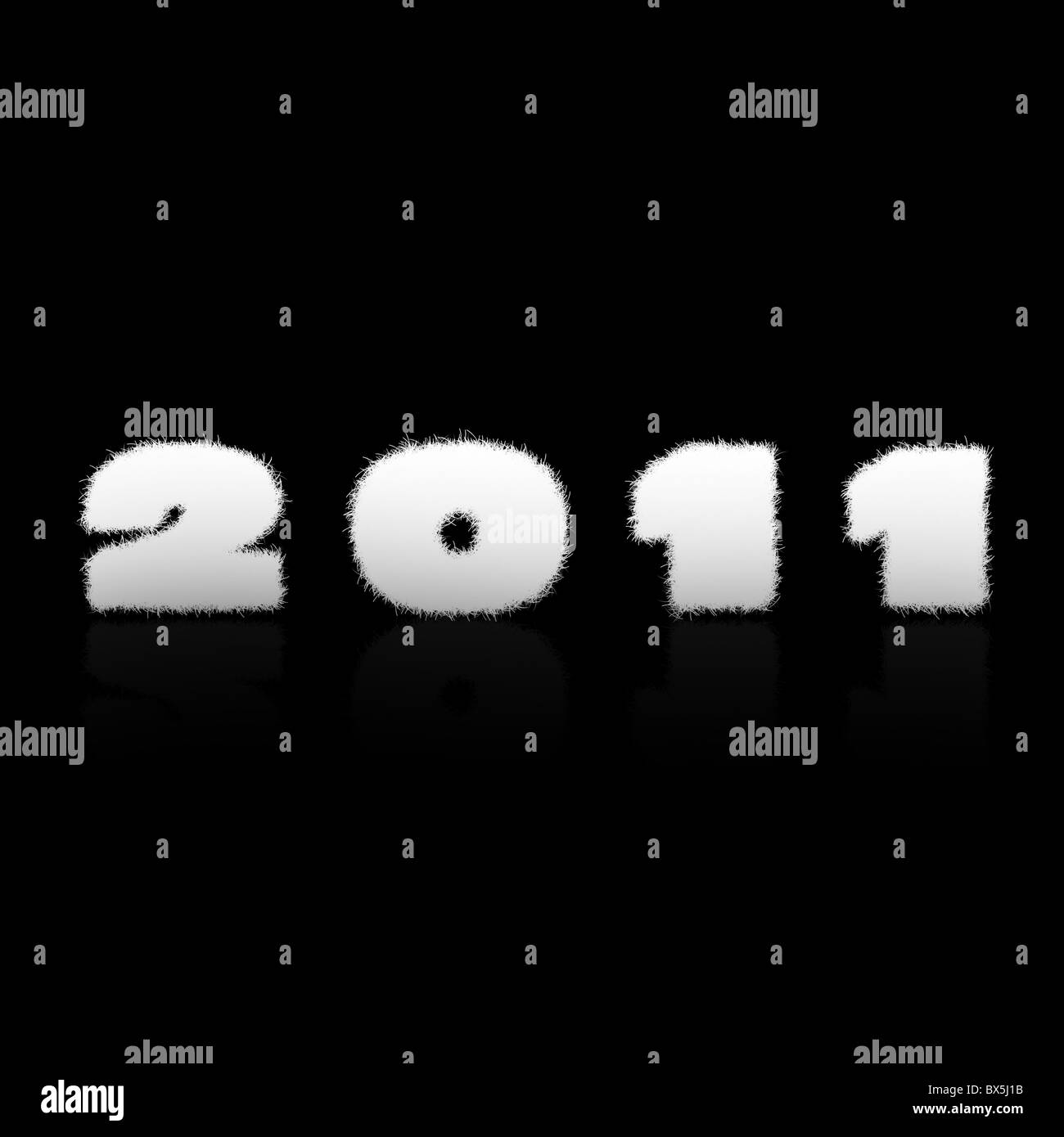 Happy new year 2011 label on black background Stock Photo