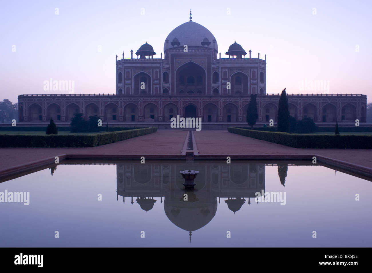 Humayun's Tomb, UNESCO World Heritage Site, the first great example of a Mughal garden tomb, at sunrise, Delhi, India, Asia Stock Photo