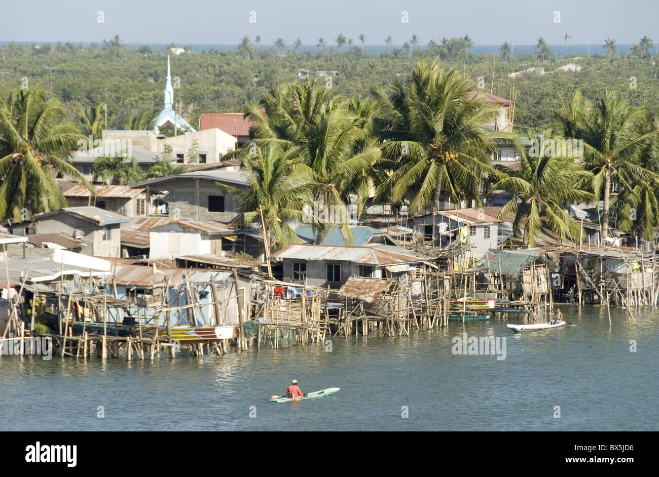 Fishermen's stilt houses in wetlands at south end of Lingayen Gulf