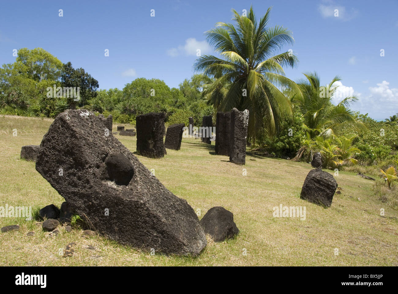 Basalt monoliths of Badrulchau, northern Babeldaob, Palau, Micronesia, Western Pacific Ocean, Pacific Stock Photo