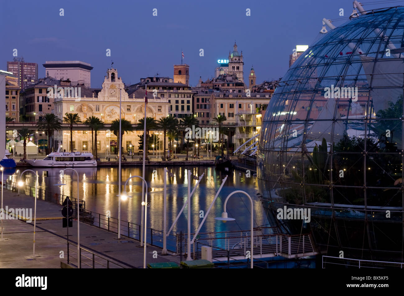 Bolla and port waterfront, Genoa, Liguria, Italy, Europe Stock Photo