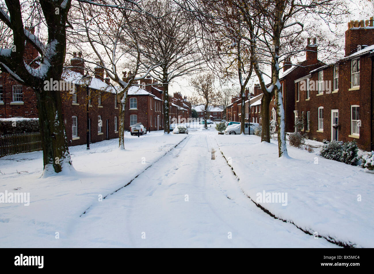 Fairfield Moravian Settlement in winter snow, Droylsden, Tameside, Manchester, England, UK Stock Photo