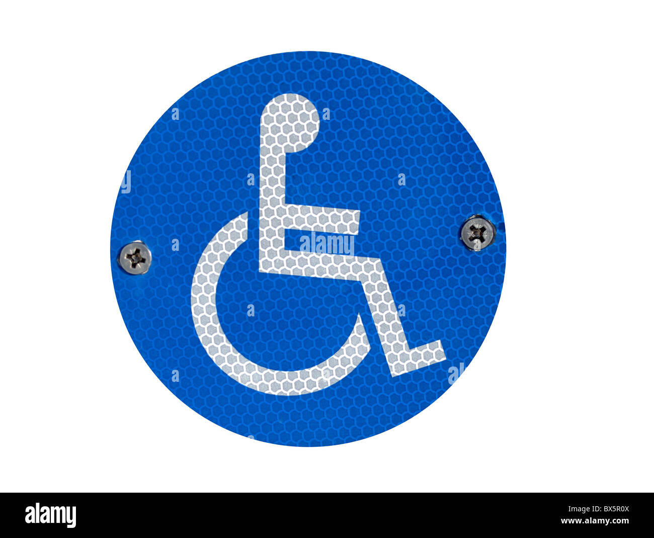 A reflective disabled parking sign - isolated over white Stock Photo