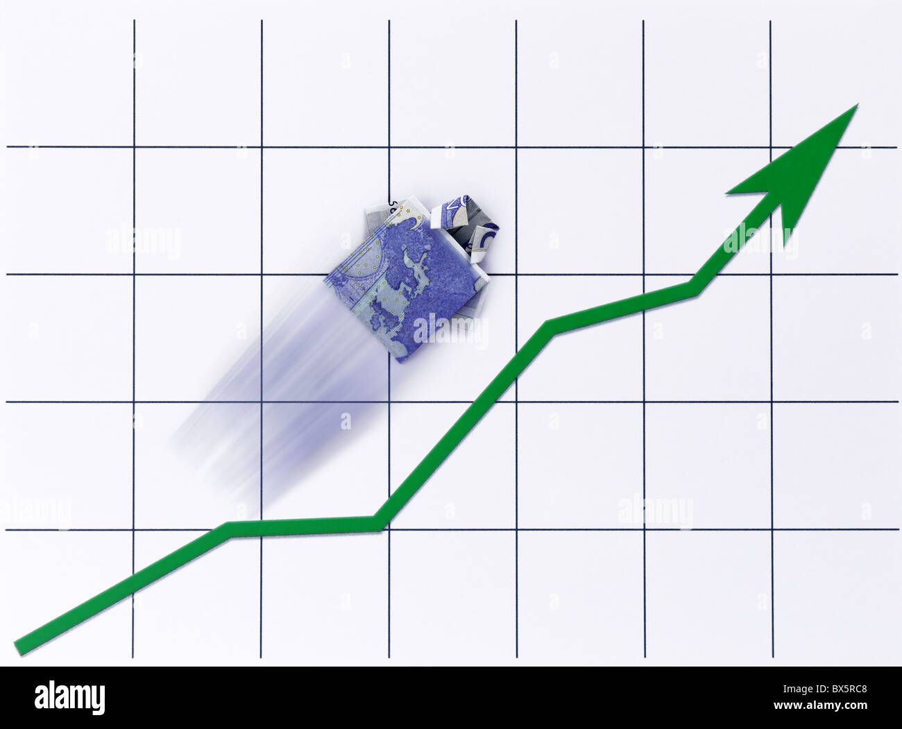 Ein Geldschein Hemd steigt auf einem Chart |A cash note - shirt rises on a Chart| Stock Photo