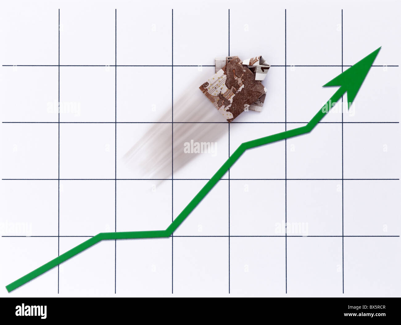 Ein Geldschein Hemd steigt auf einem Chart |A cash note - shirt rises on a Chart| Stock Photo