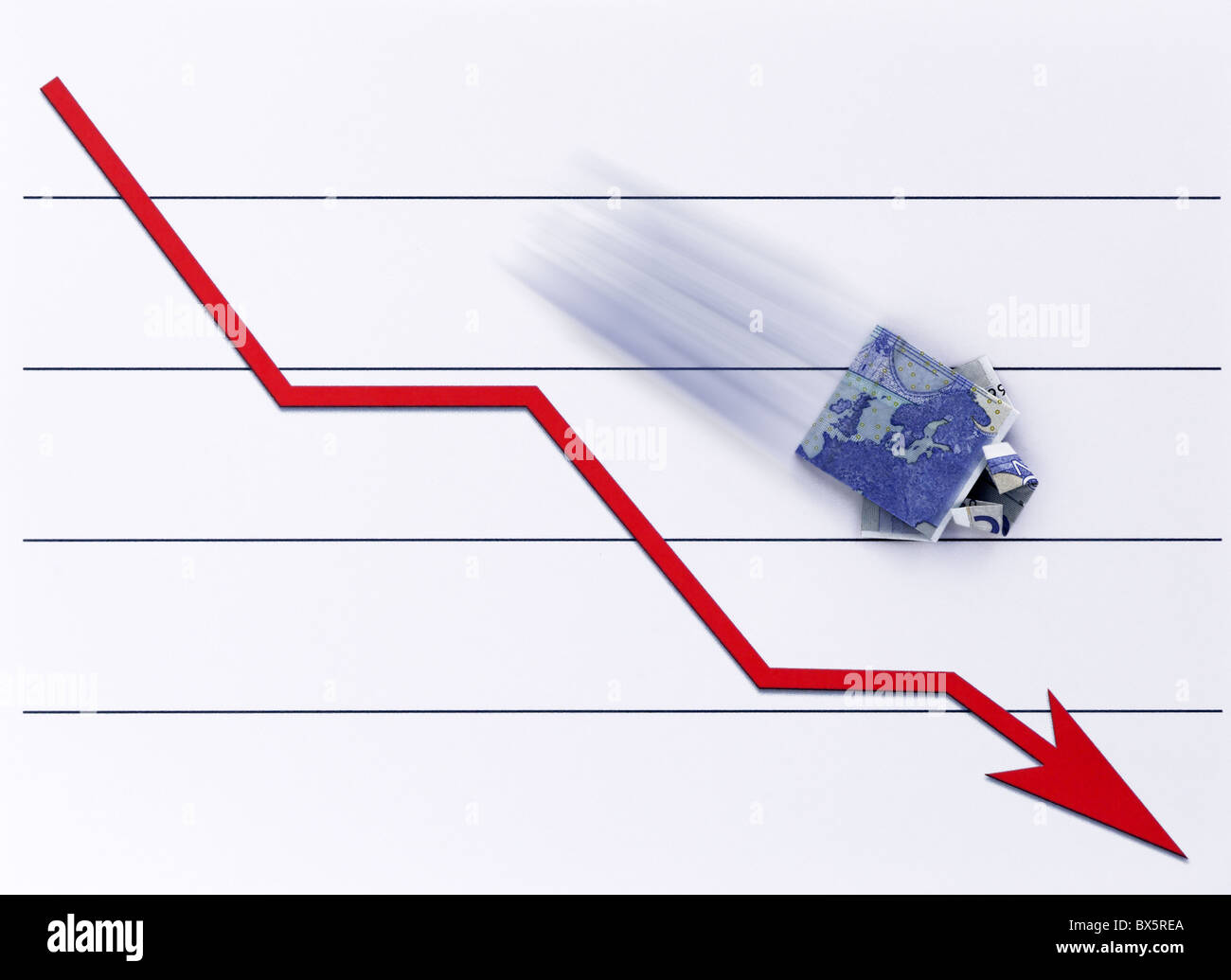 Ein Geldschein Hemd stürzt auf einem Chart |A cash note - shirt falls on a Chart| Stock Photo