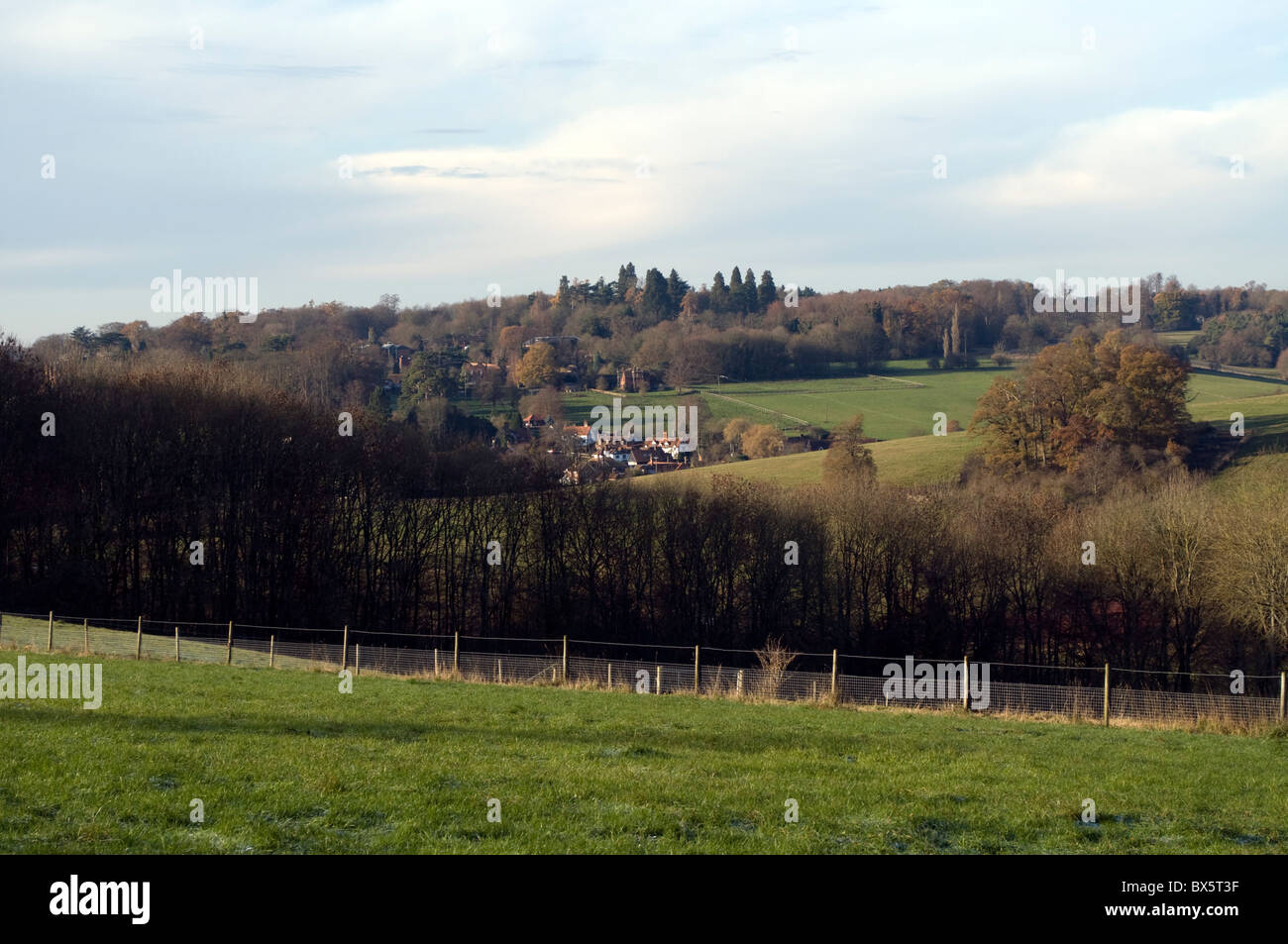 A Chilterns countryside landscape view of Latimer village