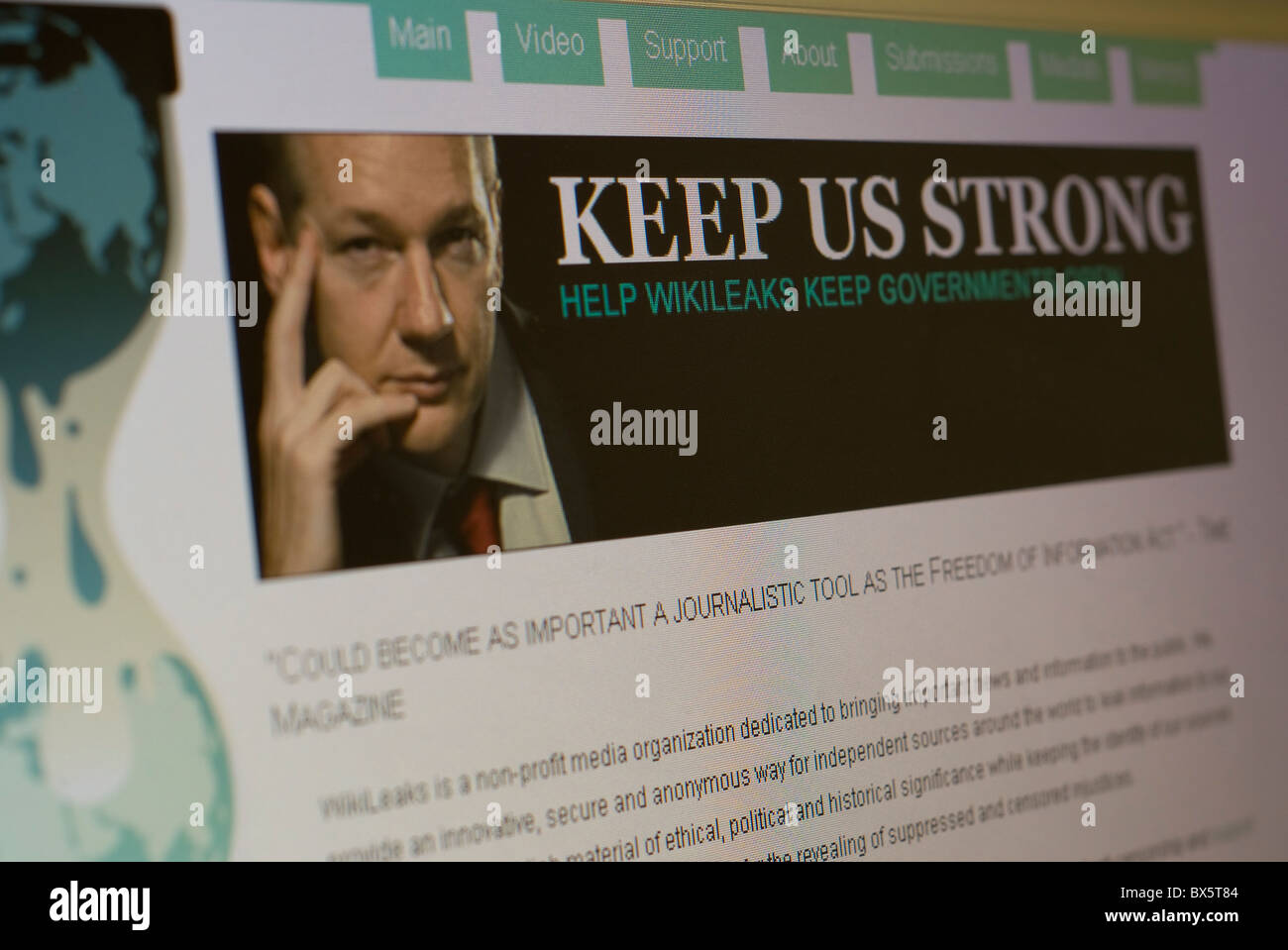 The wiki leaks website with Julian Assage Stock Photo Alamy