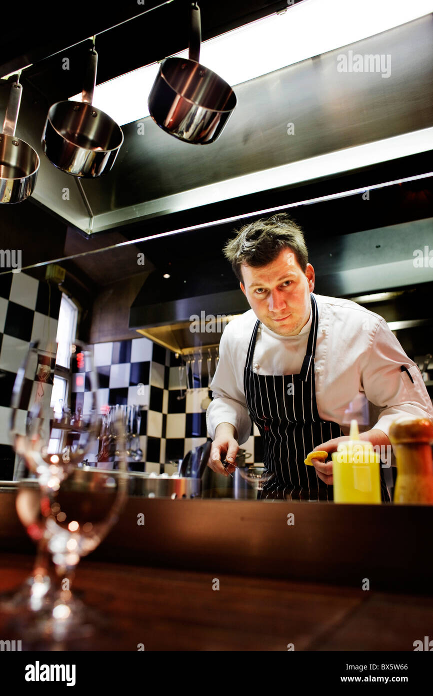 Oldrich Sahajdak, chef, kitchen, La Degustation Boheme Bourgeoise, restaurant Stock Photo