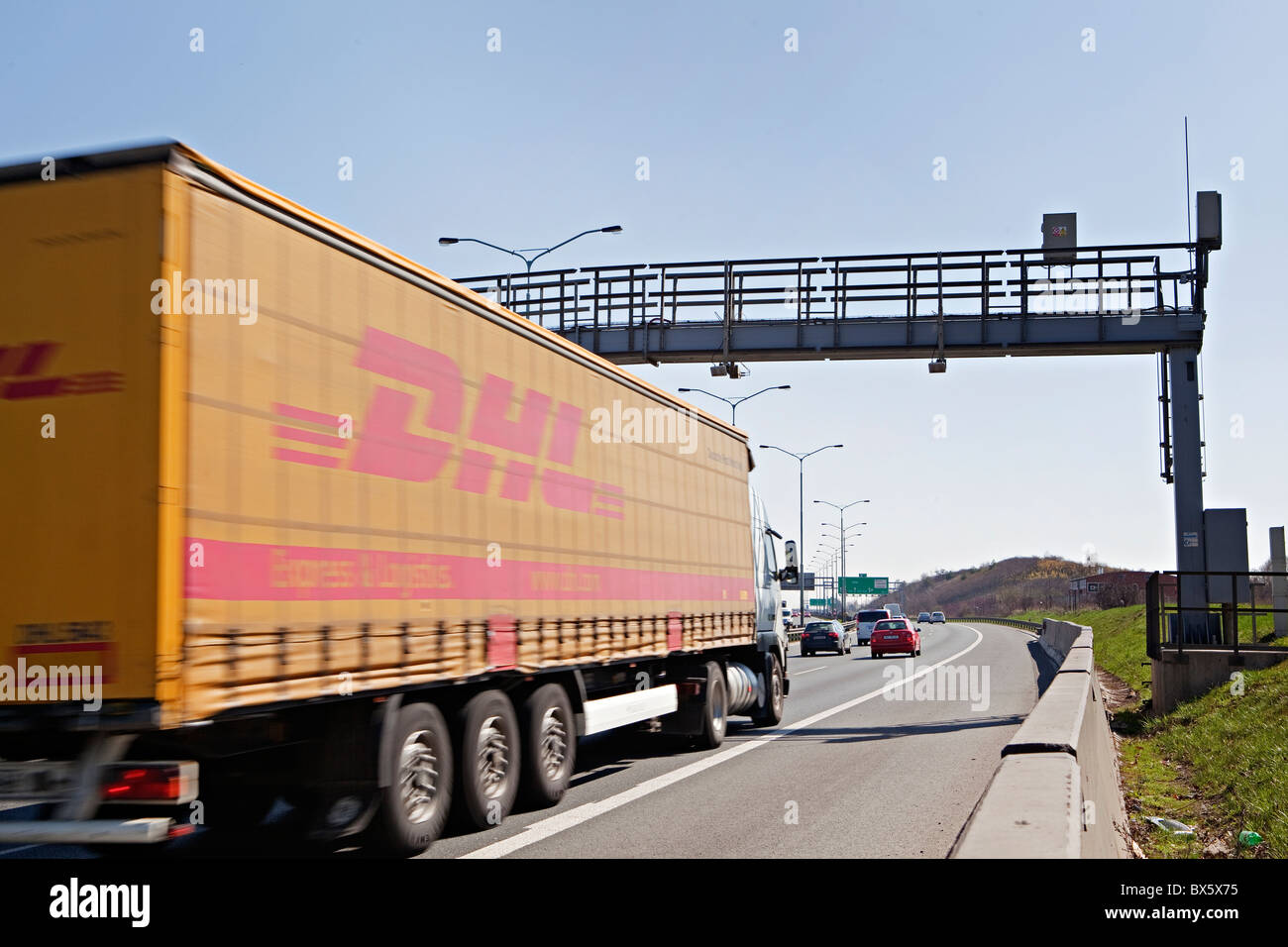 highway, toll bridge, truck, DHL Stock Photo - Alamy