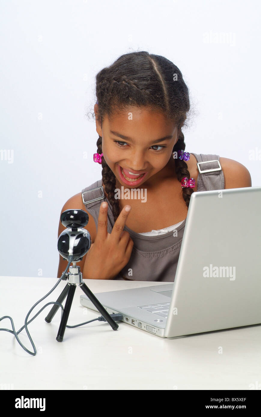 Portrait of a girl with a laptop Stock Photo - Alamy