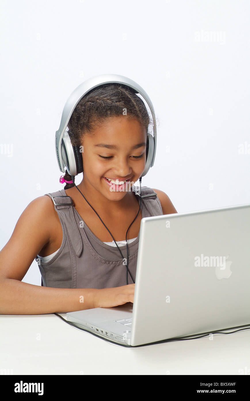 Portrait of a girl with a laptop Stock Photo - Alamy