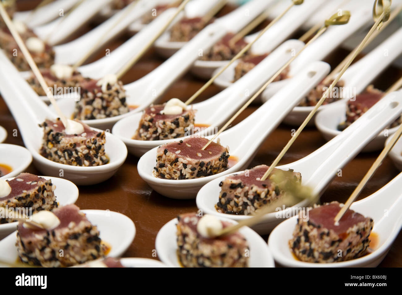 Fine dining tuna canapes hires stock photography and images Alamy