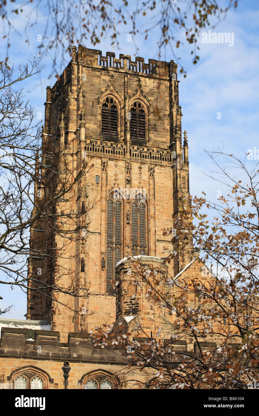 The main tower of Durham cathedral seen from the south. Stock Photo