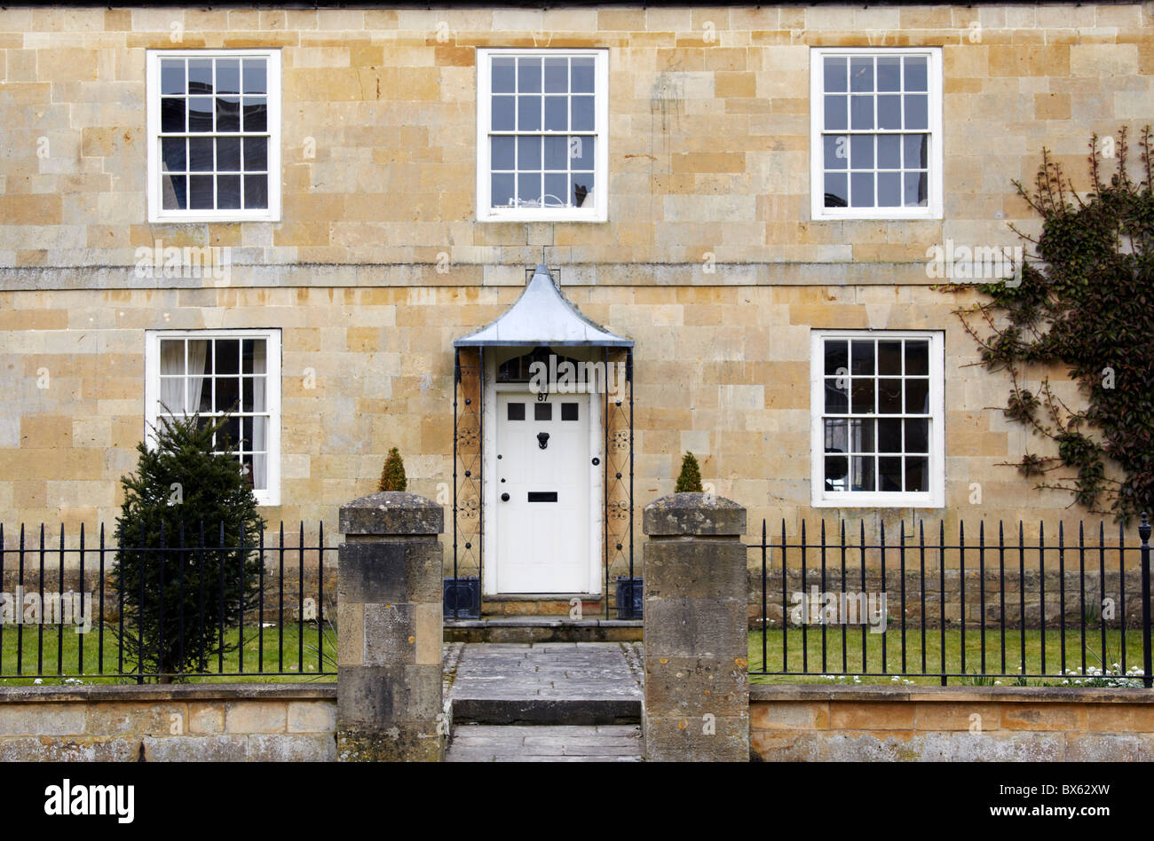 Front door in the picturesque Cotswold town of Broadway, Worcestershire Stock Photo
