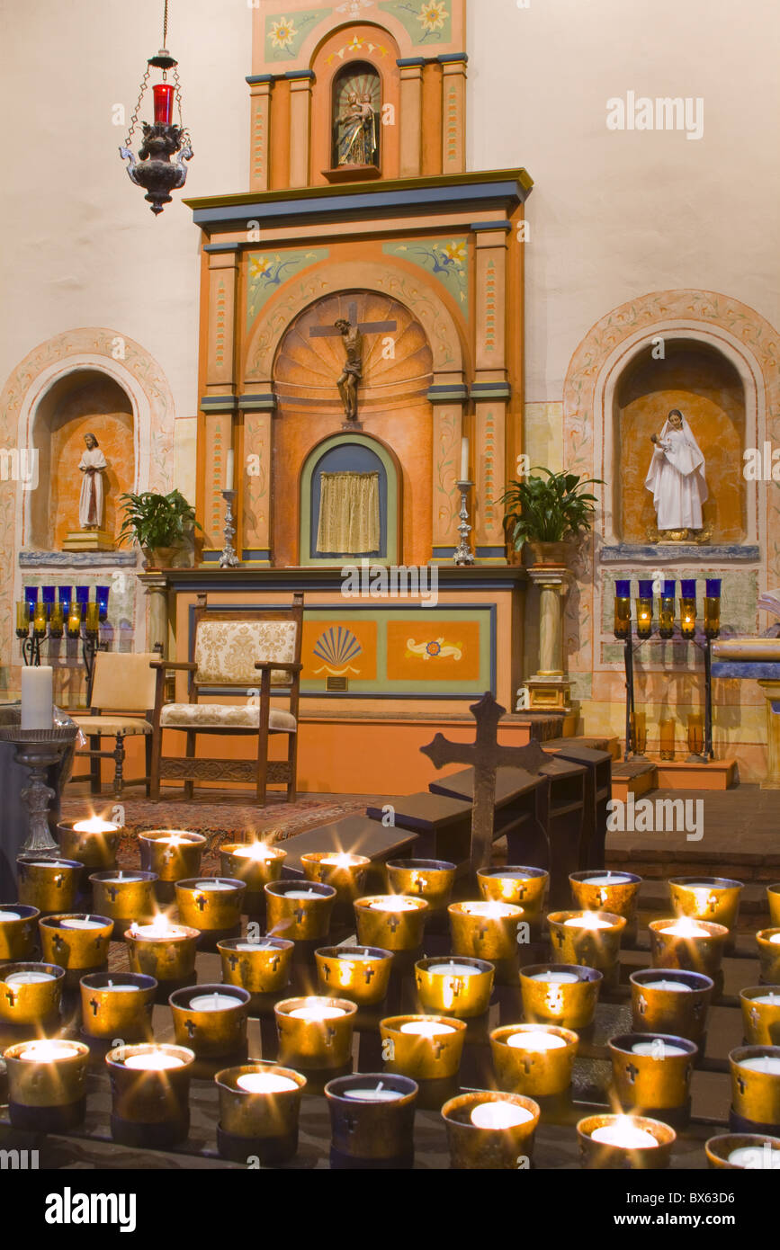 Church altar in Mission Basilica San Diego de Alcala, San Diego, California, United States of America, North America Stock Photo