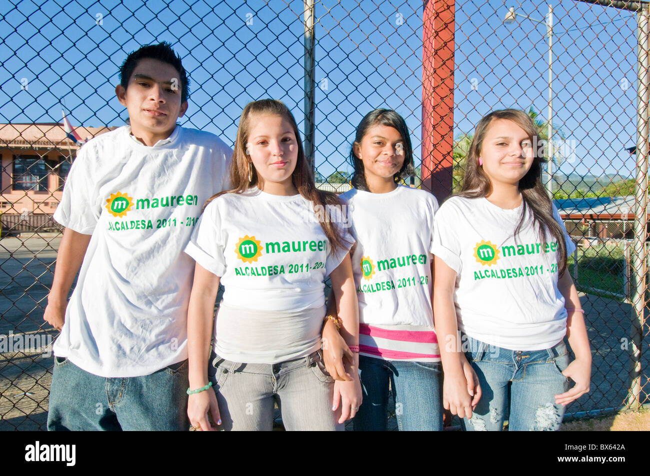 Youth supporting Political party San José Costa Rica Stock Photo