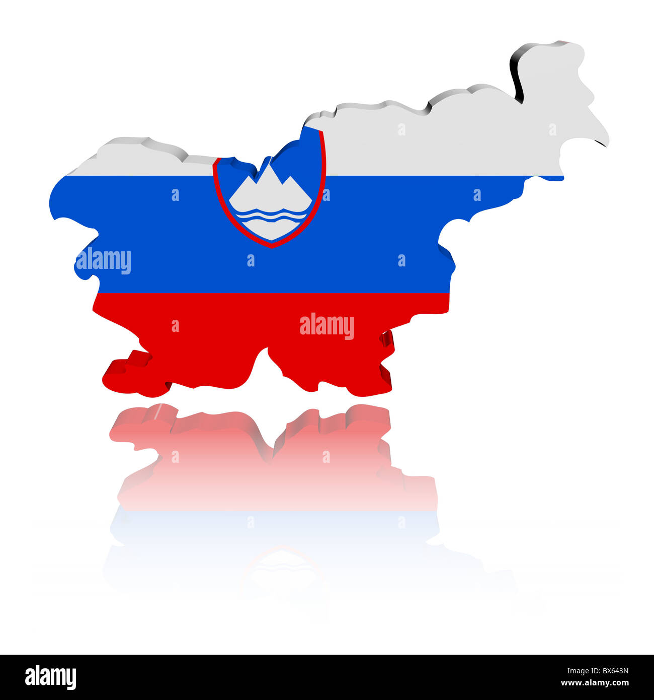 Slovenia map flag 3d render with reflection illustration Stock Photo ...