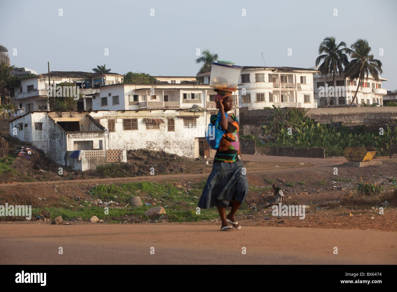 City scene along oceanfront | Monrovia, Liberia, West Africa. Stock Photo