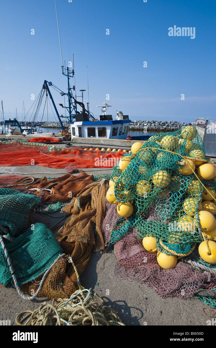 Fishing nets, Sainte Anne des Monts, Quebec, Canada, North America Stock Photo