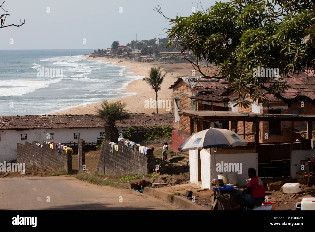 City scene along oceanfront | Monrovia, Liberia, West Africa. Stock Photo
