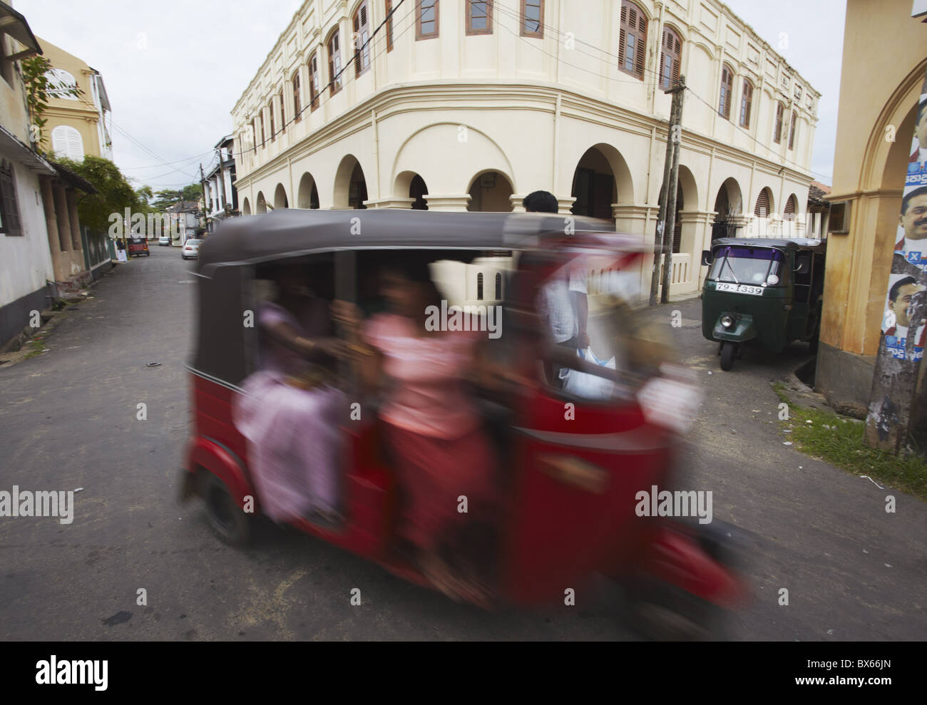 Tuk tuk in streets of Galle Fort, Galle, Sri Lanka, Asia Stock Photo