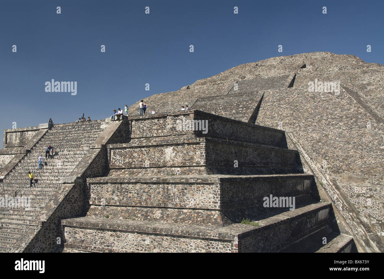 Tourists climbing stairway, Pyramid of the Moon, Archaeological Zone of ...