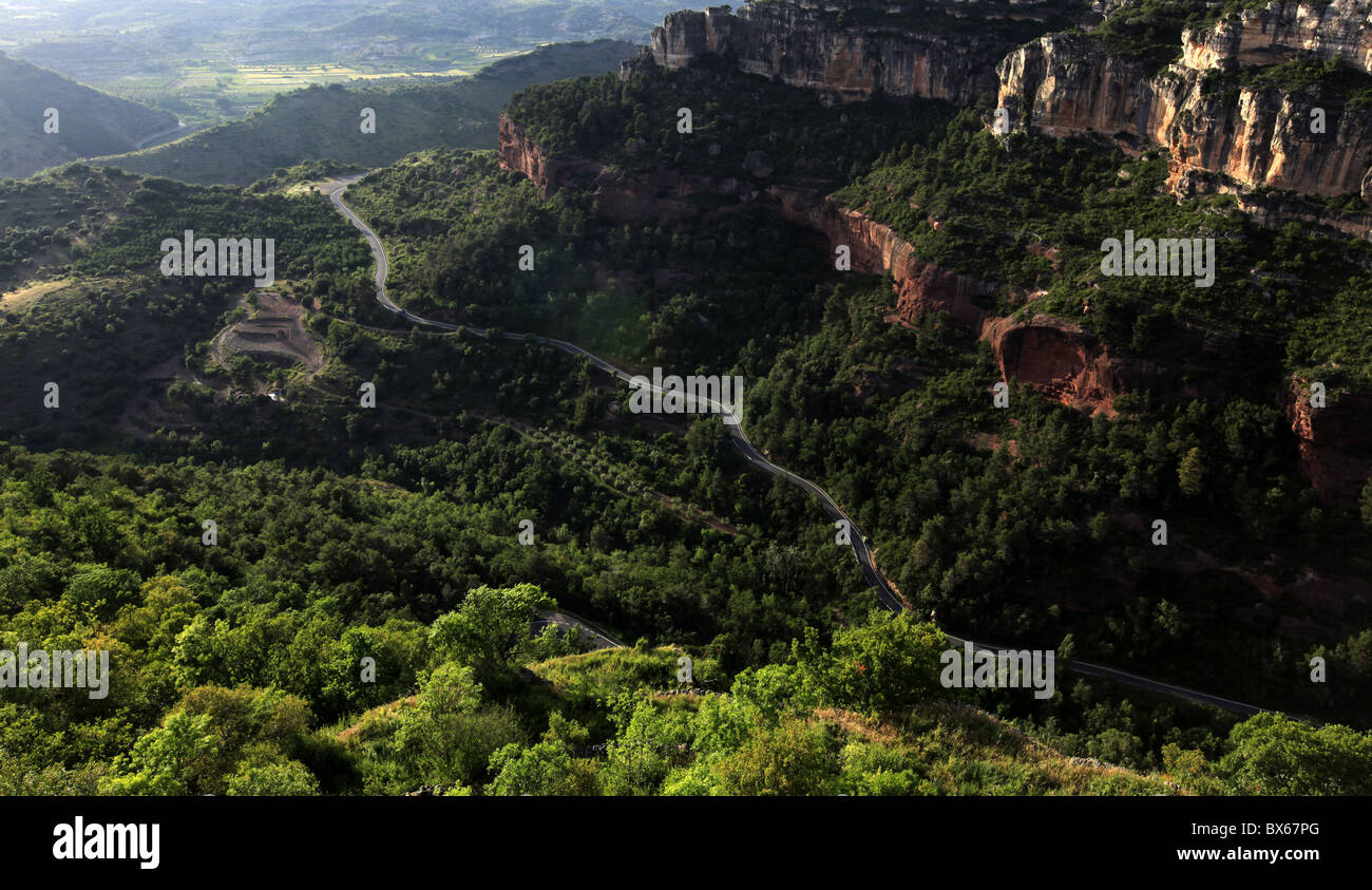 European Ravines View across the limestone ravine beaneath the medieval village of ...