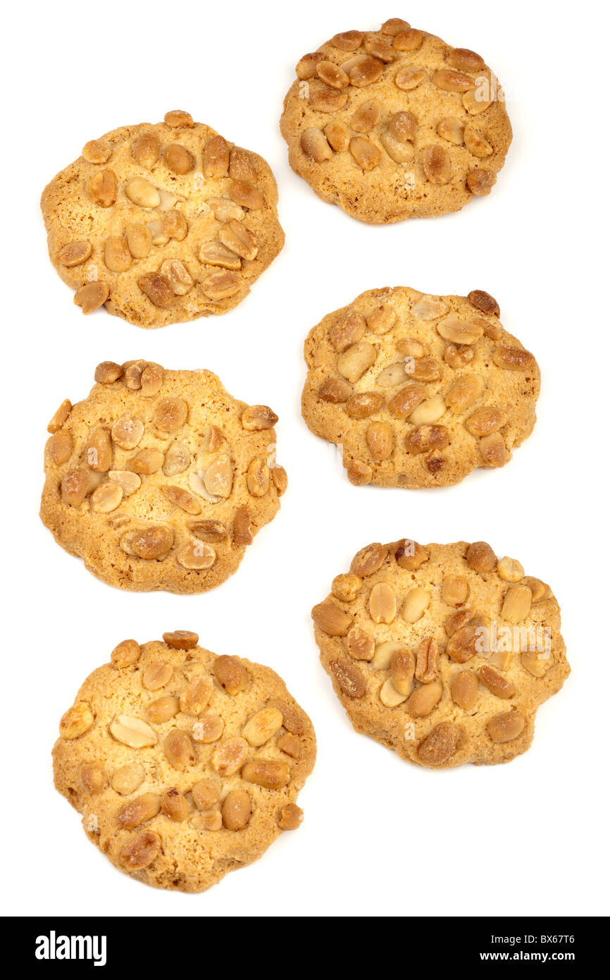 Six Peanut cookies biscuits Stock Photo