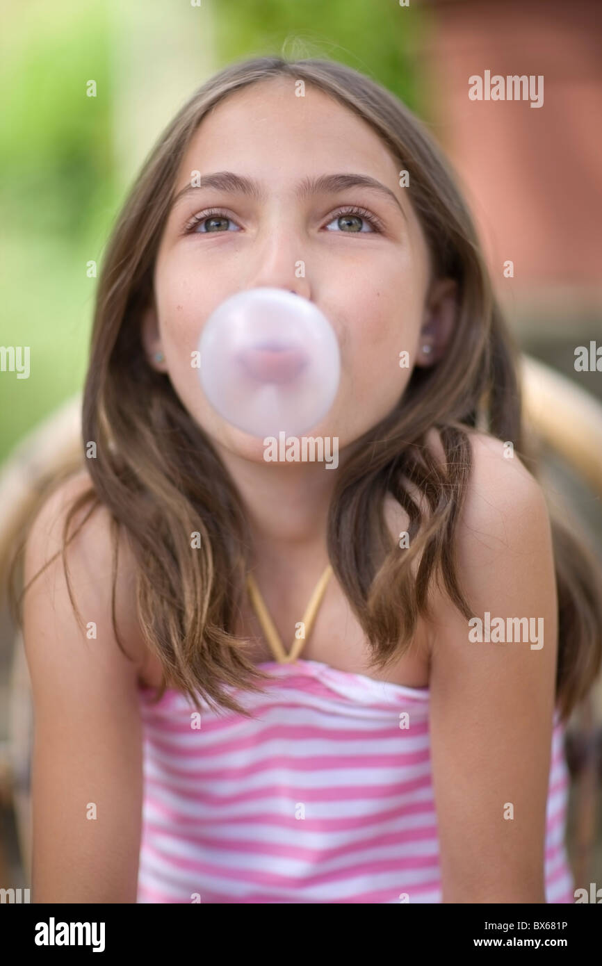 Girl with chewing gum Stock Photo Alamy
