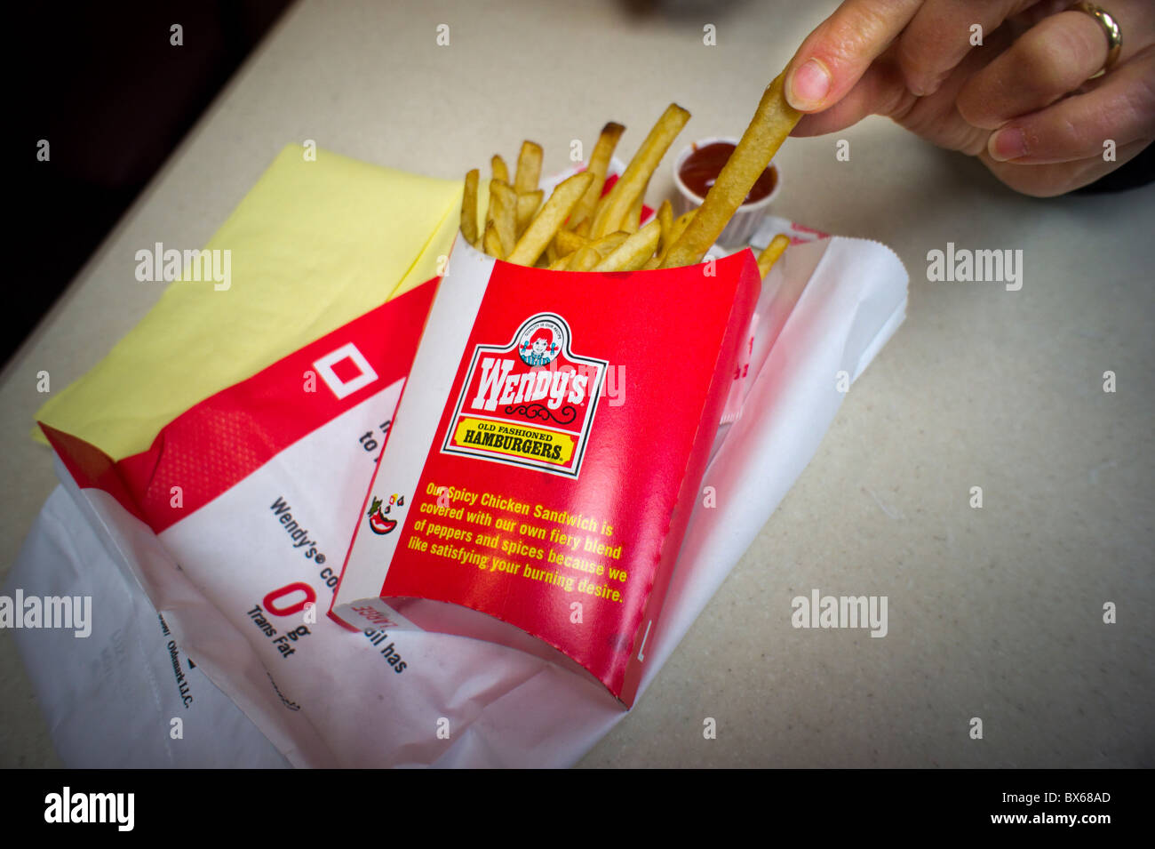 A large serving of Wendy's new french fries Stock Photo Alamy