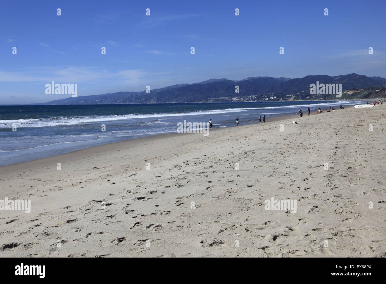 Beach, Santa Monica, Malibu Mountains, Los Angeles, California, United States of America, North America Stock Photo